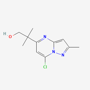 molecular formula C11H14ClN3O B12942712 2-(7-Chloro-2-methylpyrazolo[1,5-a]pyrimidin-5-yl)-2-methylpropan-1-ol 