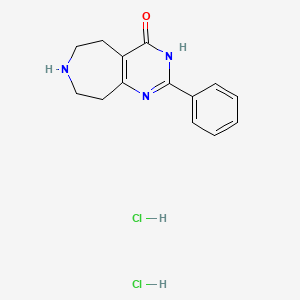 molecular formula C14H17Cl2N3O B12942821 2-Phenyl-3,5,6,7,8,9-hexahydro-4H-pyrimido[4,5-d]azepin-4-one dihydrochloride 