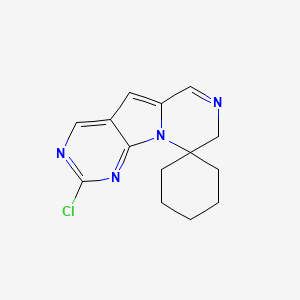 molecular formula C14H15ClN4 B12942835 4-chlorospiro[1,3,5,11-tetrazatricyclo[7.4.0.02,7]trideca-2,4,6,8,10-pentaene-13,1'-cyclohexane] 