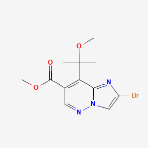 molecular formula C12H14BrN3O3 B12942861 Methyl 2-bromo-8-(2-methoxypropan-2-yl)imidazo[1,2-b]pyridazine-7-carboxylate 