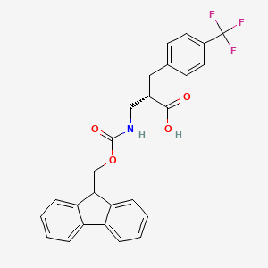 molecular formula C26H22F3NO4 B12942883 (S)-3-((((9H-Fluoren-9-yl)methoxy)carbonyl)amino)-2-(4-(trifluoromethyl)benzyl)propanoic acid 