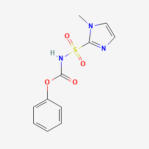 molecular formula C11H11N3O4S B12942897 Phenyl (1-methyl-1H-imidazole-2-sulfonyl)carbamate CAS No. 89518-04-7