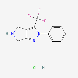 molecular formula C12H11ClF3N3 B12942903 2-Phenyl-3-(trifluoromethyl)-5,6-dihydro-4H-pyrrolo[3,4-c]pyrazole hydrochloride 