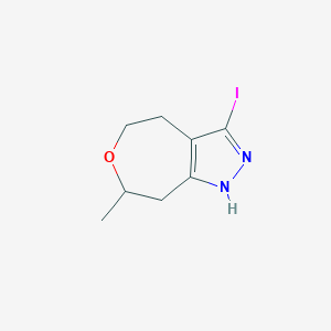 molecular formula C8H11IN2O B12942907 3-Iodo-7-methyl-4,5,7,8-tetrahydro-1H-oxepino[4,5-c]pyrazole 