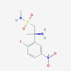 molecular formula C10H14FN3O4S B12942916 (R)-2-amino-2-(2-fluoro-5-nitrophenyl)-N-methylpropane-1-sulfonamide 