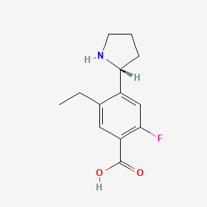 molecular formula C13H16FNO2 B12942934 (R)-5-Ethyl-2-fluoro-4-(pyrrolidin-2-yl)benzoic acid 