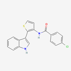 molecular formula C19H13ClN2OS B12942967 Benzamide, 4-chloro-N-[2-(1H-indol-3-yl)-3-thienyl]- CAS No. 500022-51-5