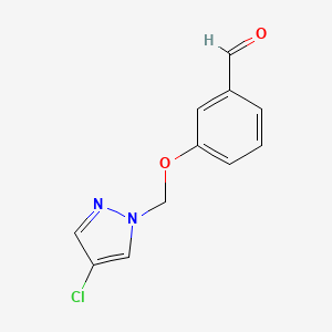 molecular formula C11H9ClN2O2 B12943016 3-((4-Chloro-1H-pyrazol-1-yl)methoxy)benzaldehyde 