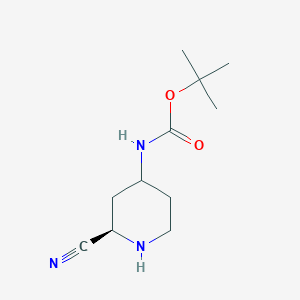 molecular formula C11H19N3O2 B12943027 (R)-4-N-Boc-2-cyanopiperidine 