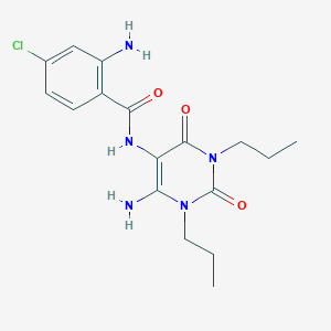 molecular formula C17H22ClN5O3 B12943129 2-Amino-N-(6-amino-2,4-dioxo-1,3-dipropyl-1,2,3,4-tetrahydropyrimidin-5-yl)-4-chlorobenzamide CAS No. 93214-81-4