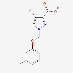 molecular formula C12H11ClN2O3 B12943145 4-Chloro-1-((m-tolyloxy)methyl)-1H-pyrazole-3-carboxylic acid 