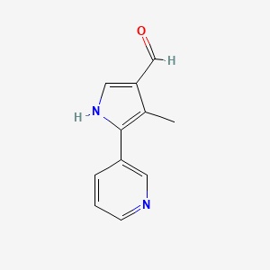 molecular formula C11H10N2O B12943222 4-Methyl-5-(pyridin-3-yl)-1H-pyrrole-3-carbaldehyde 