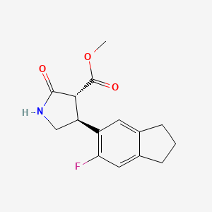 Rel-methyl (3R,4S)-4-(6-fluoro-2,3-dihydro-1H-inden-5-yl)-2-oxopyrrolidine-3-carboxylate