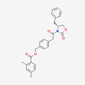 molecular formula C28H27NO5 B12943249 (R)-4-(2-(4-benzyl-2-oxooxazolidin-3-yl)-2-oxoethyl)benzyl 2,4-dimethylbenzoate CAS No. 2097334-18-2