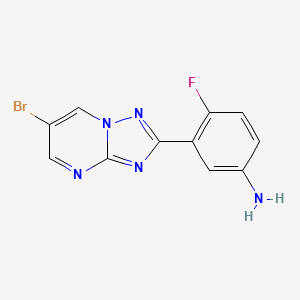 molecular formula C11H7BrFN5 B12943263 3-(6-Bromo-[1,2,4]triazolo[1,5-a]pyrimidin-2-yl)-4-fluoroaniline 