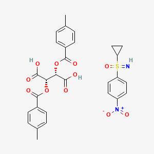 molecular formula C29H28N2O11S B12943339 (R)-1-(Cyclopropanesulfonimidoyl)-4-nitrobenzene (2S,3S)-2,3-bis((4-methylbenzoyl)oxy)succinate 