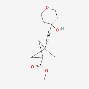 molecular formula C14H18O4 B12943360 Methyl 3-((4-hydroxytetrahydro-2H-pyran-4-yl)ethynyl)bicyclo[1.1.1]pentane-1-carboxylate 