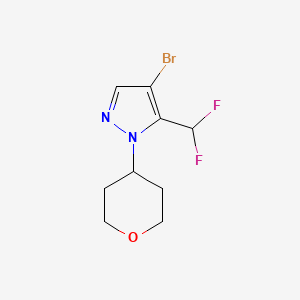 molecular formula C9H11BrF2N2O B12943442 4-Bromo-5-(difluoromethyl)-1-(tetrahydro-2H-pyran-4-yl)-1H-pyrazole 