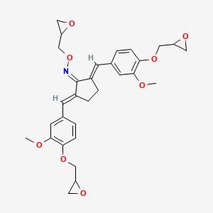 molecular formula C30H33NO8 B12943470 2,5-Bis(3-methoxy-4-(oxiran-2-ylmethoxy)benzylidene)cyclopentan-1-one o-oxiran-2-ylmethyl oxime 