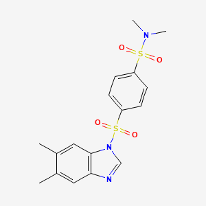 molecular formula C17H19N3O4S2 B12943538 4-(5,6-Dimethyl-1H-benzimidazole-1-sulfonyl)-N,N-dimethylbenzene-1-sulfonamide CAS No. 606131-21-9