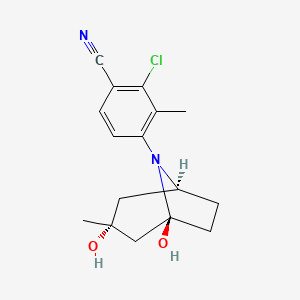 molecular formula C16H19ClN2O2 B12943562 2-Chloro-4-((1S,3R,5S)-1,3-dihydroxy-3-methyl-8-azabicyclo[3.2.1]octan-8-yl)-3-methylbenzonitrile 