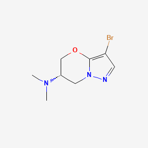 molecular formula C8H12BrN3O B12943570 (S)-3-Bromo-N,N-dimethyl-6,7-dihydro-5H-pyrazolo[5,1-b][1,3]oxazin-6-amine 