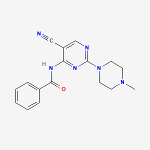 molecular formula C17H18N6O B12943618 N-(5-Cyano-2-(4-methylpiperazin-1-yl)pyrimidin-4-yl)benzamide CAS No. 918662-94-9