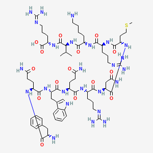 (2S,5S,8S,11S,14S,17S,20S,23S,26S,29S,32S)-26-((1H-Indol-3-yl)methyl)-32-amino-17-(2-amino-2-oxoethyl)-23,29-bis(3-amino-3-oxopropyl)-8-(4-aminobutyl)-2,11,20-tris(3-guanidinopropyl)-5-isopropyl-14-(2-(methylthio)ethyl)-4,7,10,13,16,19,22,25,28,31-decaoxo-33-phenyl-3,6,9,12,15,18,21,24,27,30-decaazatritriacontan-1-oic acid