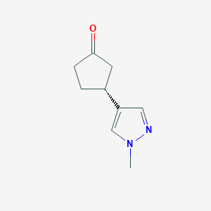 molecular formula C9H12N2O B12943651 (R)-3-(1-Methyl-1H-pyrazol-4-yl)cyclopentan-1-one 