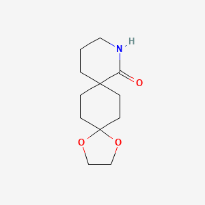 molecular formula C12H19NO3 B12943657 1,4-Dioxa-10-azadispiro[4.2.58.25]pentadecan-9-one 