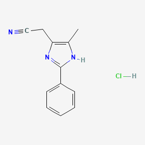 molecular formula C12H12ClN3 B12943662 1H-Imidazole-4-acetonitrile, 5-methyl-2-phenyl-, monohydrochloride CAS No. 103091-50-5