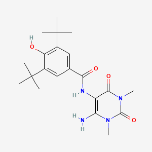 N-(6-Amino-1,3-dimethyl-2,4-dioxo-1,2,3,4-tetrahydropyrimidin-5-yl)-3,5-di-tert-butyl-4-hydroxybenzamide