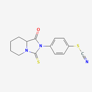 molecular formula C14H13N3OS2 B12943685 Thiocyanic acid, 4-(hexahydro-1-oxo-3-thioxoimidazo(1,5-a)pyridin-2(3H)-yl)phenyl ester CAS No. 76995-62-5