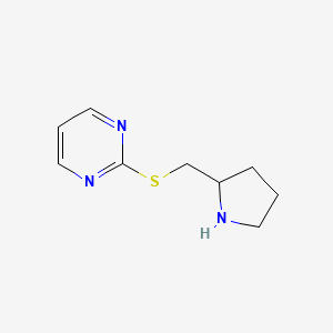 molecular formula C9H13N3S B12943722 2-((Pyrrolidin-2-ylmethyl)thio)pyrimidine 