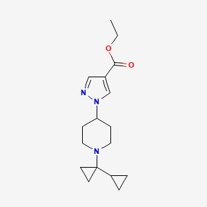 molecular formula C17H25N3O2 B12943724 Ethyl 1-(1-([1,1'-bi(cyclopropan)]-1-yl)piperidin-4-yl)-1H-pyrazole-4-carboxylate 