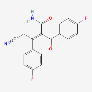 molecular formula C18H12F2N2O2 B12943761 (E)-4-Cyano-2-(4-fluorobenzoyl)-3-(4-fluorophenyl)but-2-enamide 