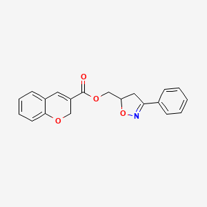 molecular formula C20H17NO4 B12943780 (3-Phenyl-4,5-dihydroisoxazol-5-yl)methyl 2H-chromene-3-carboxylate 