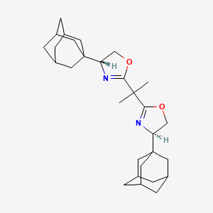 molecular formula C29H42N2O2 B12943883 (4R,4'R)-2,2'-(Propane-2,2-diyl)bis(4-(adamantan-1-yl)-4,5-dihydrooxazole) 