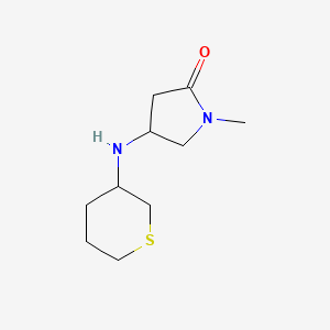 molecular formula C10H18N2OS B12943908 1-Methyl-4-((tetrahydro-2H-thiopyran-3-yl)amino)pyrrolidin-2-one 