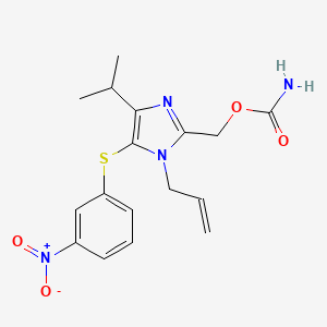 molecular formula C17H20N4O4S B12943958 1-Allyl-2-carbamoyloxymethyl-4-isopropyl-5-(3-nitophenylthio)-1H-imidazole CAS No. 178979-38-9