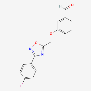 molecular formula C16H11FN2O3 B12944030 3-((3-(4-Fluorophenyl)-1,2,4-oxadiazol-5-yl)methoxy)benzaldehyde 