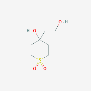 molecular formula C7H14O4S B12944112 4-Hydroxy-4-(2-hydroxyethyl)tetrahydro-2H-thiopyran 1,1-dioxide 