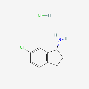 molecular formula C9H11Cl2N B12944173 (R)-6-Chloro-2,3-dihydro-1H-inden-1-amine hydrochloride 