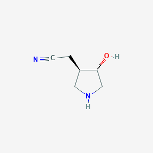 molecular formula C6H10N2O B12944196 2-((3R,4S)-4-Hydroxypyrrolidin-3-yl)acetonitrile 