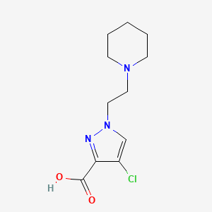 molecular formula C11H16ClN3O2 B12944211 4-Chloro-1-(2-(piperidin-1-yl)ethyl)-1H-pyrazole-3-carboxylic acid 