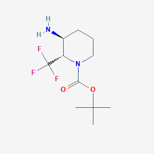 molecular formula C11H19F3N2O2 B12944227 Rel-tert-butyl (2S,3S)-3-amino-2-(trifluoromethyl)piperidine-1-carboxylate 