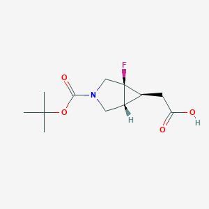 molecular formula C12H18FNO4 B12944266 2-((1S,5R,6S)-3-(tert-Butoxycarbonyl)-1-fluoro-3-azabicyclo[3.1.0]hexan-6-yl)acetic acid 