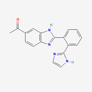 molecular formula C18H14N4O B12944377 Ethanone, 1-[2-[2-(1H-imidazol-2-yl)phenyl]-1H-benzimidazol-5-yl]- CAS No. 824395-29-1