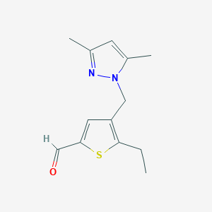 molecular formula C13H16N2OS B12944613 4-((3,5-Dimethyl-1H-pyrazol-1-yl)methyl)-5-ethylthiophene-2-carbaldehyde 