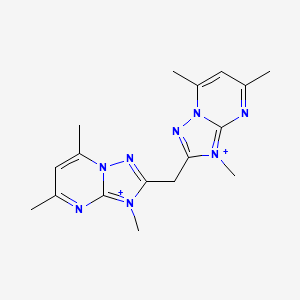 molecular formula C17H22N8+2 B12944619 3,5,7-Trimethyl-2-[(3,5,7-trimethyl-[1,2,4]triazolo[1,5-a]pyrimidin-8-ium-2-yl)methyl]-[1,2,4]triazolo[1,5-a]pyrimidin-8-ium 